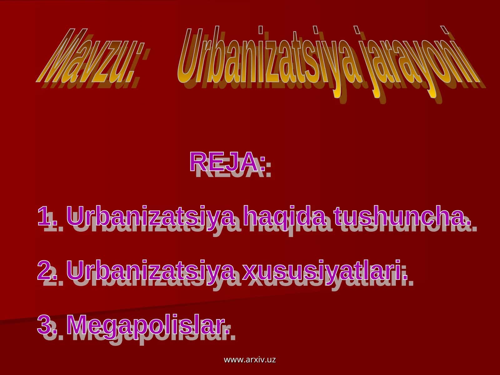 Urbanizatsiya jarayoni
