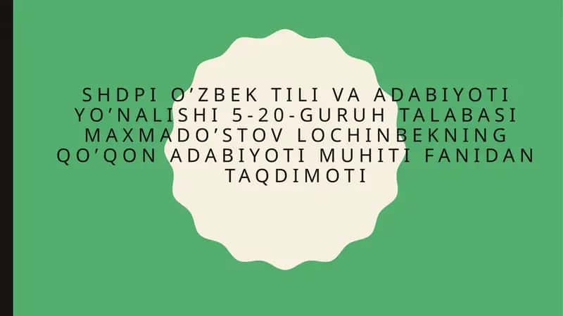 muhyiash’orining badiiy-estetik tahlili