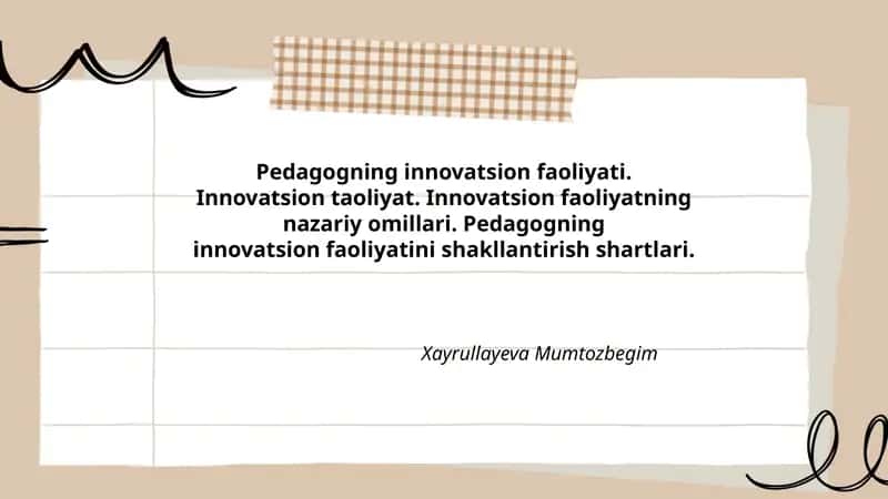 Pedagogning innovatsion faoliyati