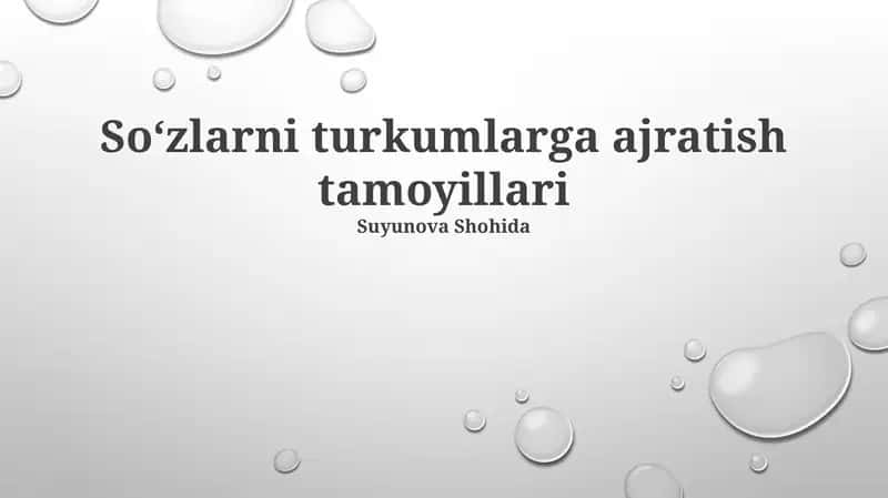 Soʻzlarni turkumlarga ajratish tamoyillari