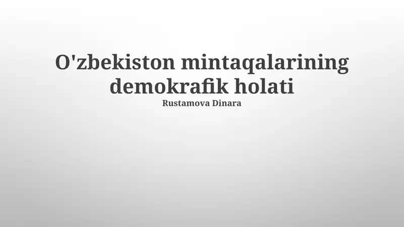 O'zbekiston mintaqalarining demokrafik holati