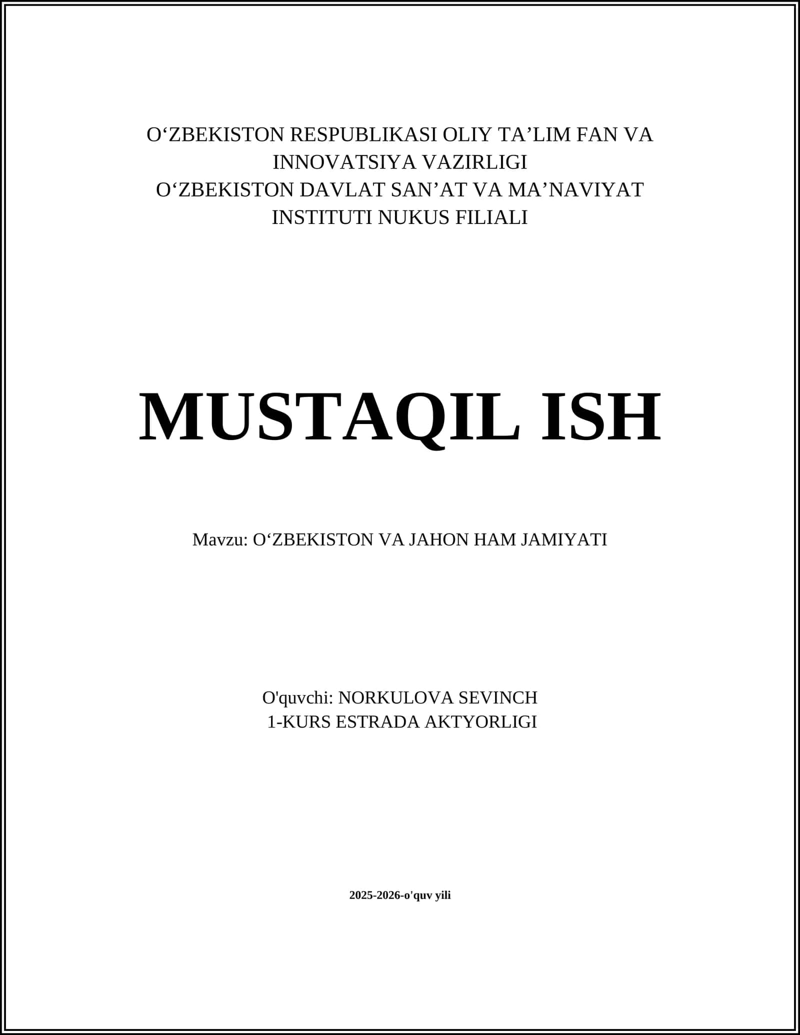 OʻZBEKISTON VA JAHON HAM JAMIYATI