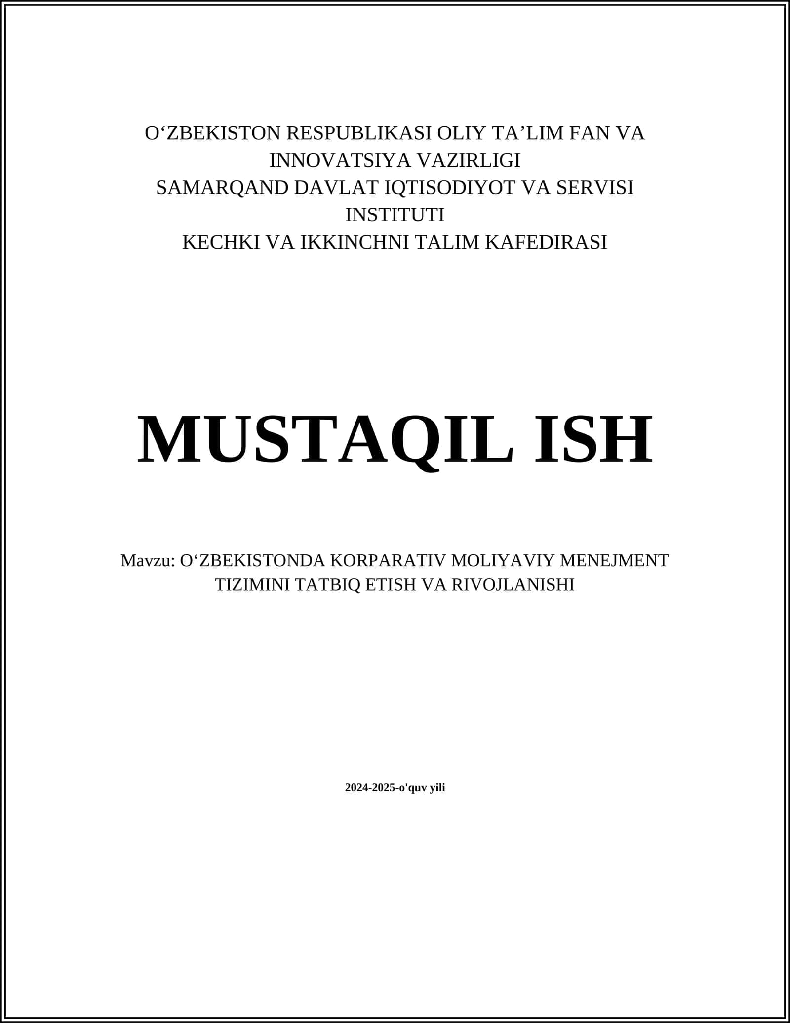 Korporativ Moliyaviy Menejment
