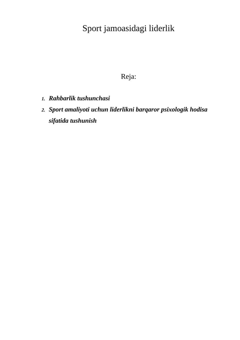 Sport jamoasidagi liderlik