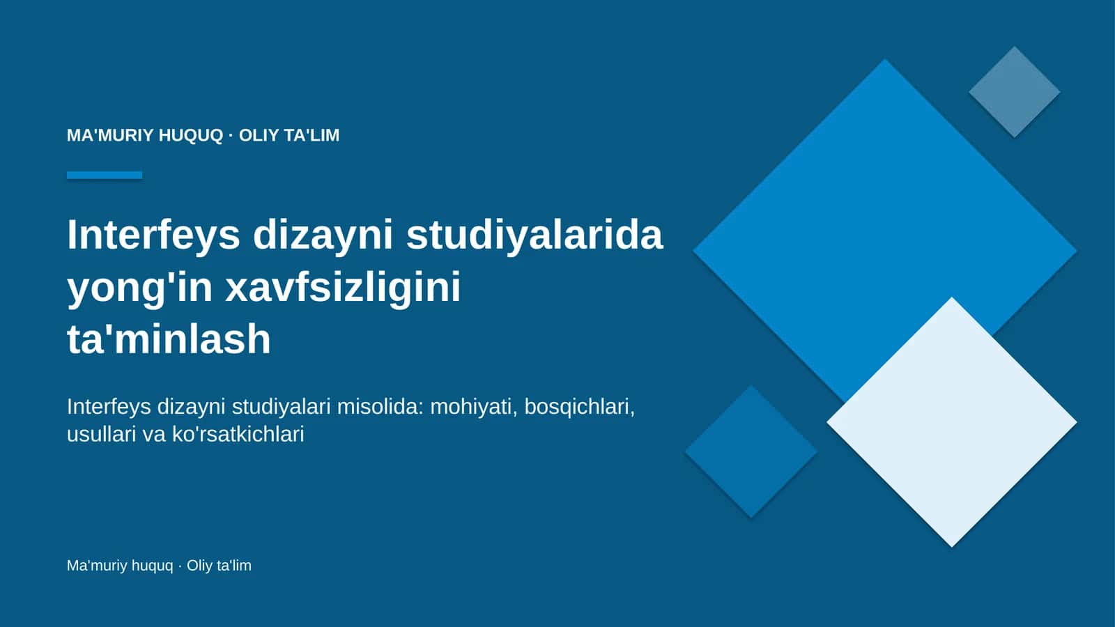 Interfeys dizayni studiyalarida yong'in xavfsizligini ta'minlash