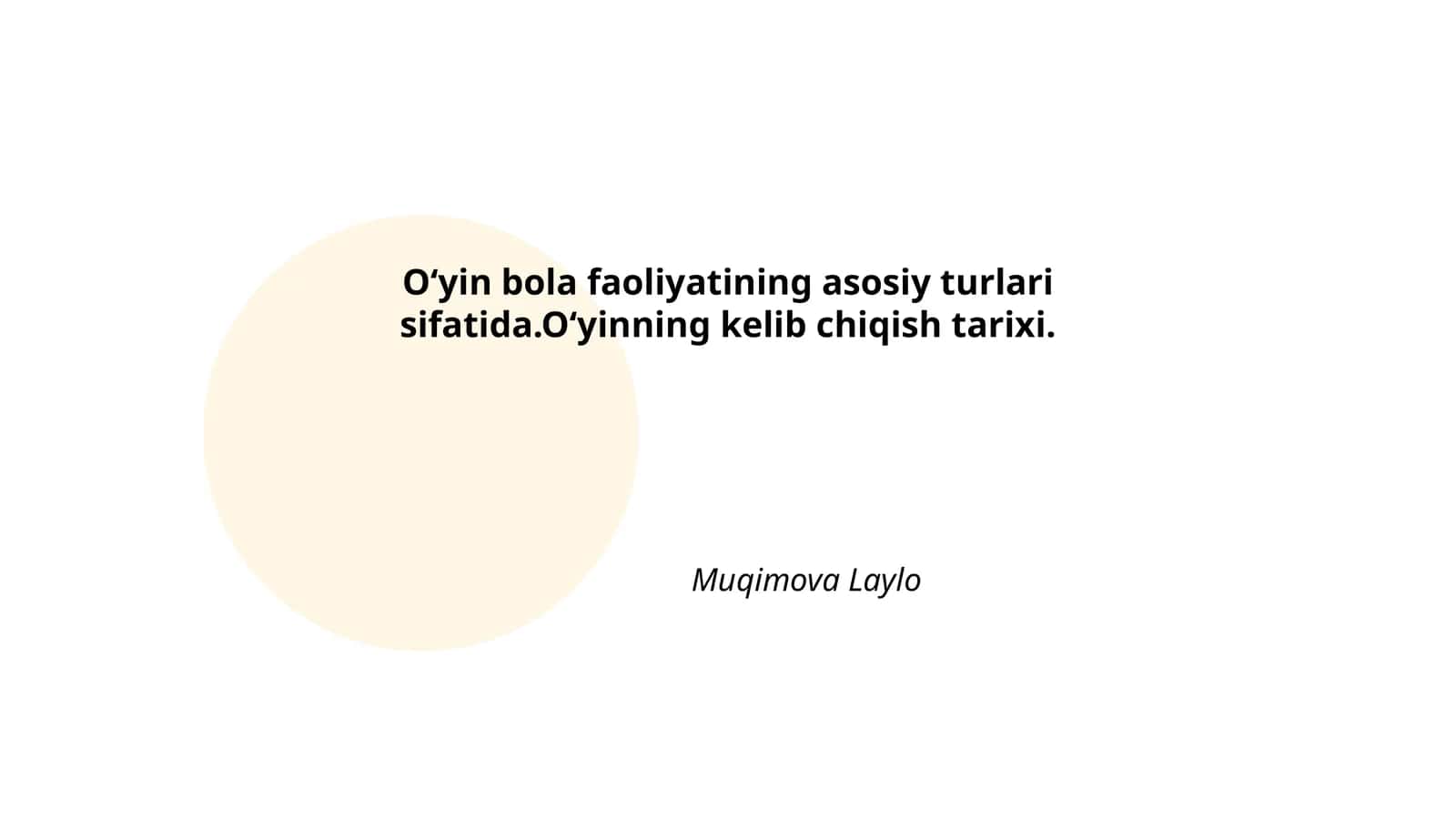 Oʻyin Bolalar Faoliyatining Asosiy Turlari