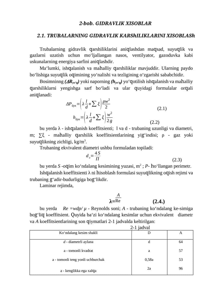 GIDRAVLIK XISOBLAR
