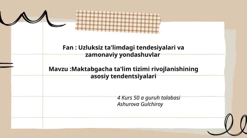Maktabgacha ta'lim tizimi rivojlanishining asosiy tendentsiyalari