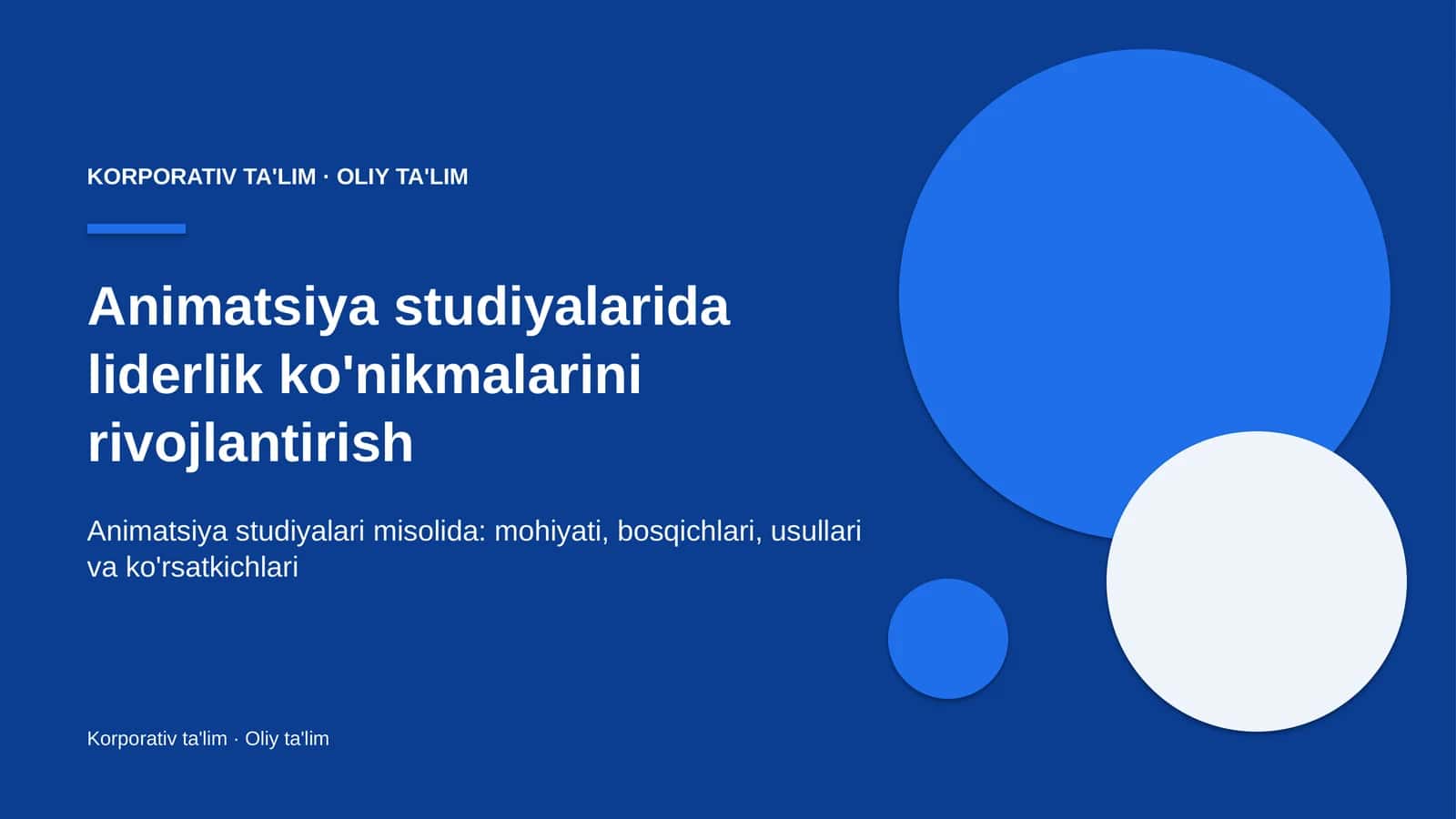 Animatsiya studiyalarida liderlik ko'nikmalarini rivojlantirish