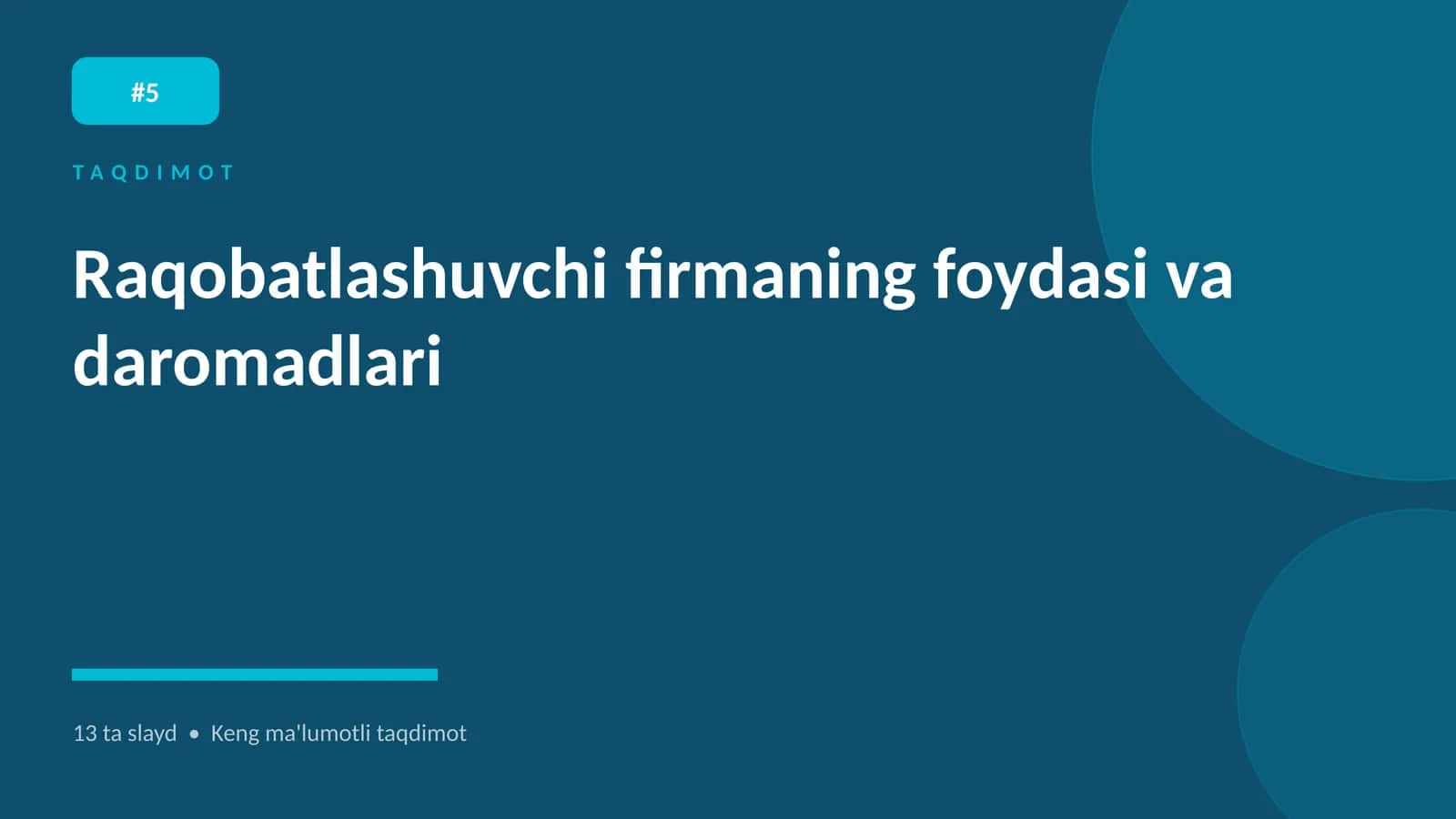 Raqobatlashuvchi firmaning foydasi va daromadlari