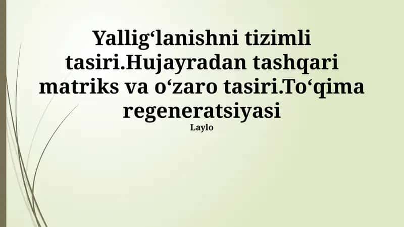 ECM regeneratsiyasi va hujayralar