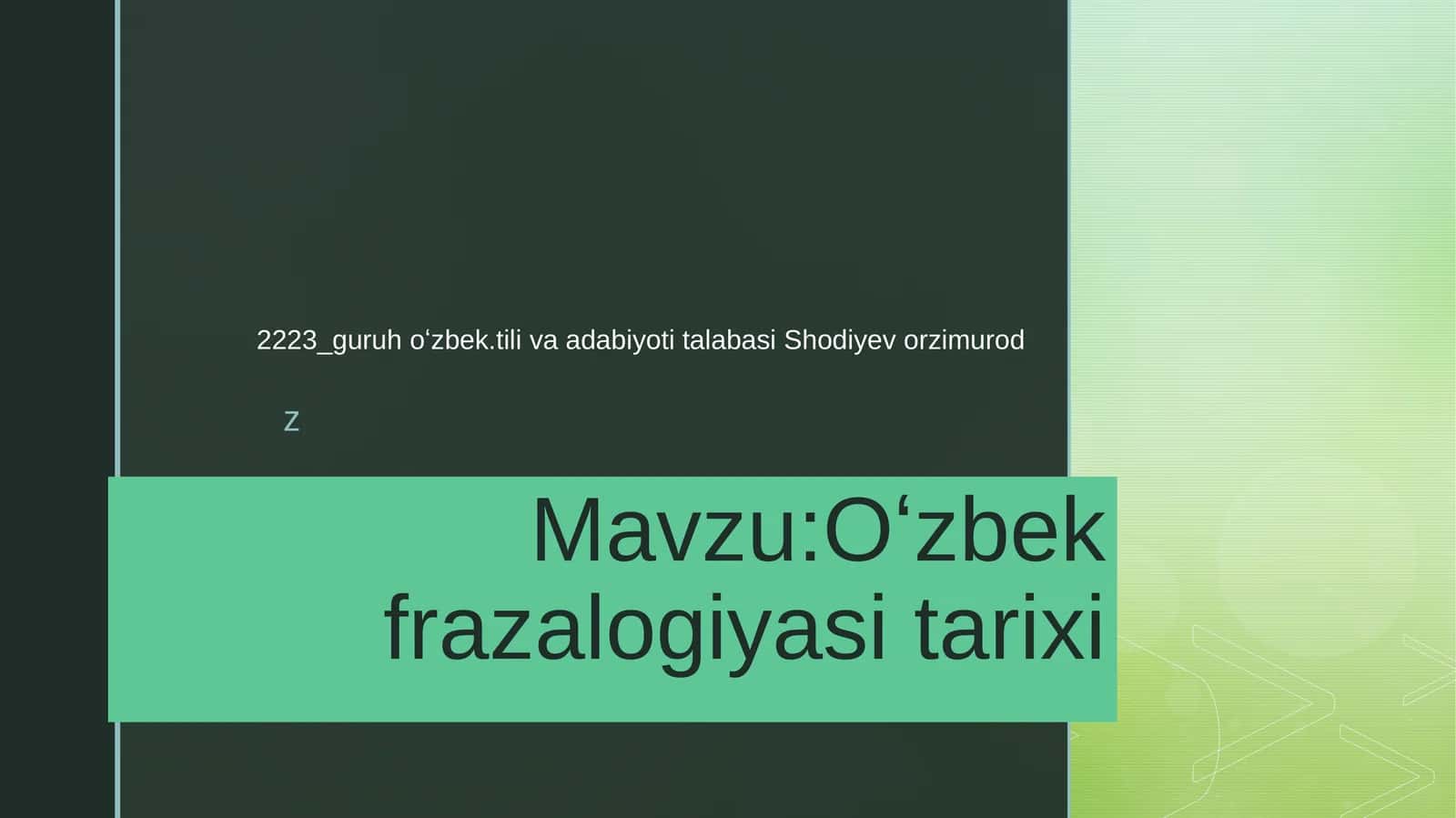 Oʻzbek frazalogiyasi tarixi