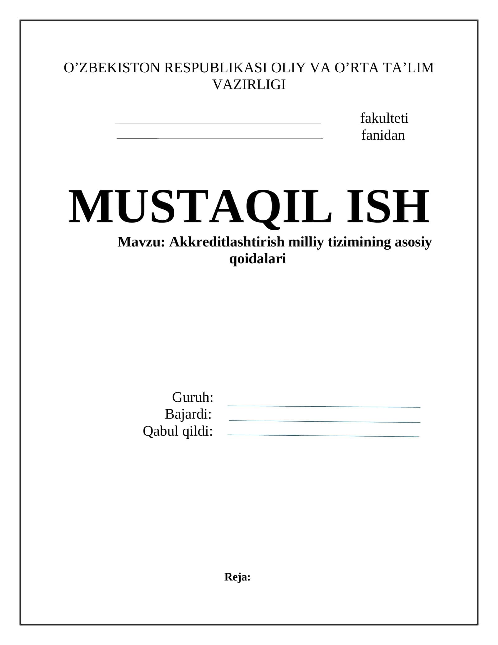 Аkkrеditlаshtirish milliy tizimining аsоsiy qоidаlаri