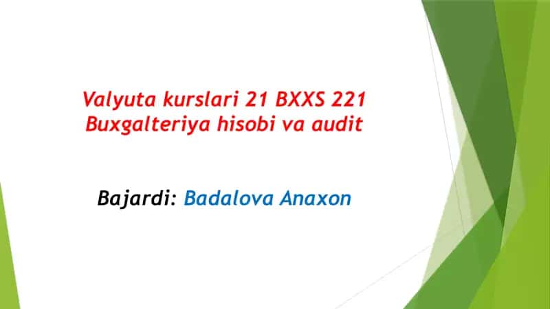 BHXS 221 Buxgalteriya hisobi va audit
