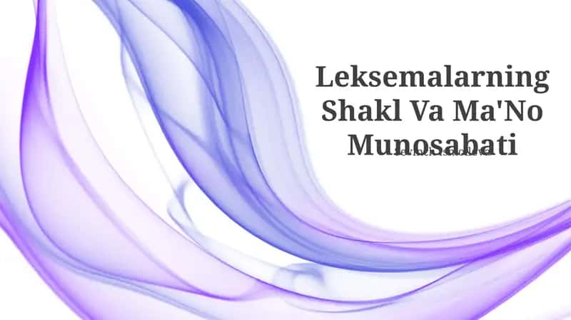 Leksemalarning Shakl Va Ma'No Munosabati