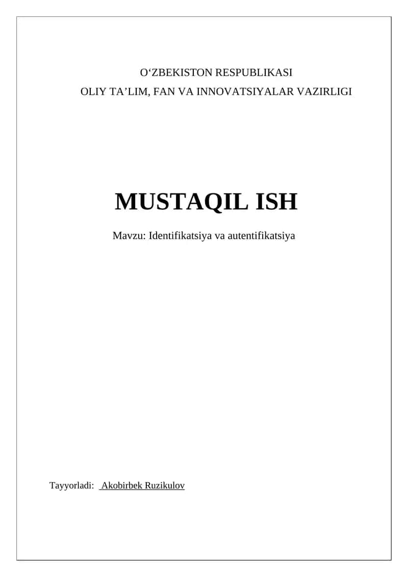 Identifikatsiya va autentifikatsiya