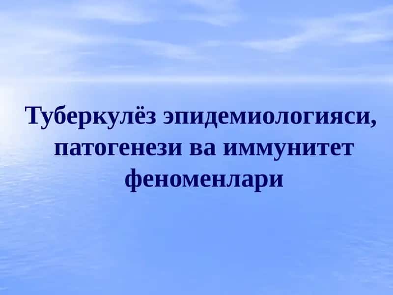 Туберкулёз эпидемиологияси, патогенези ва иммунитет феноменлари