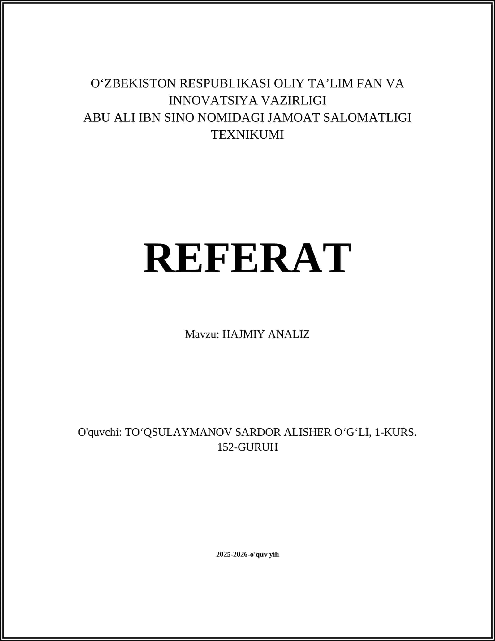 HAJMIY ANALIZ