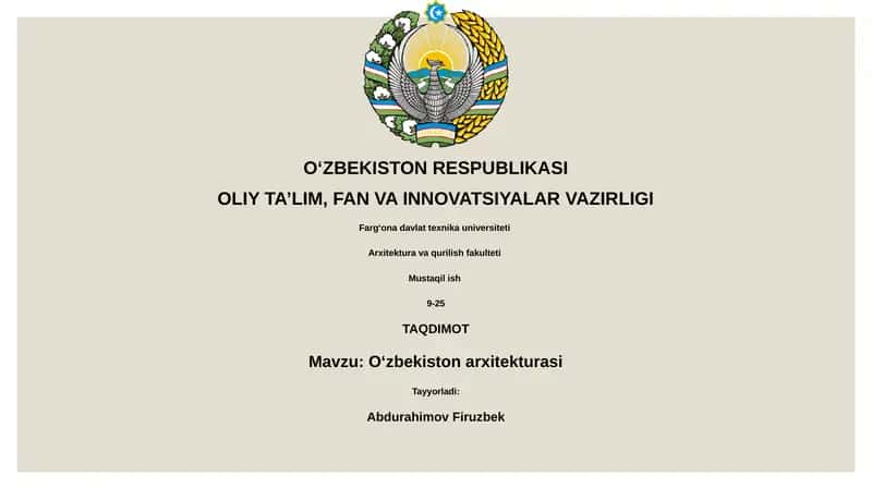 Oʻzbekiston arxitekturasi