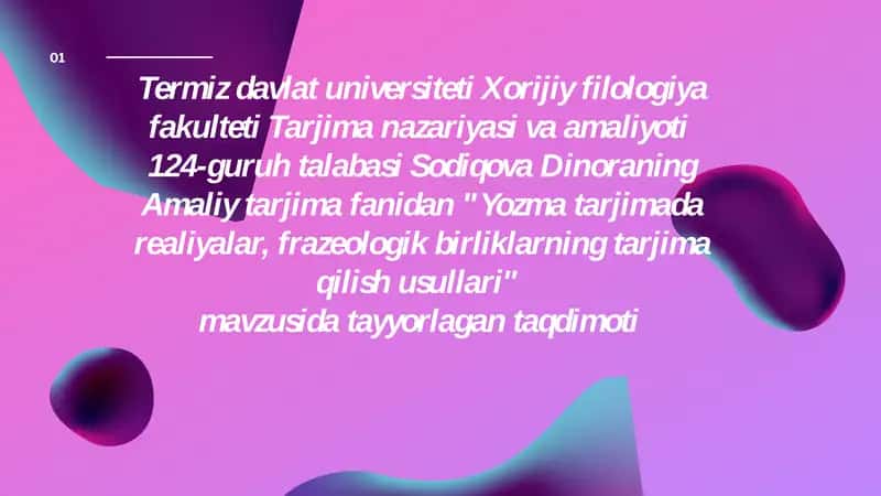Realiyalar bo'yicha slayd