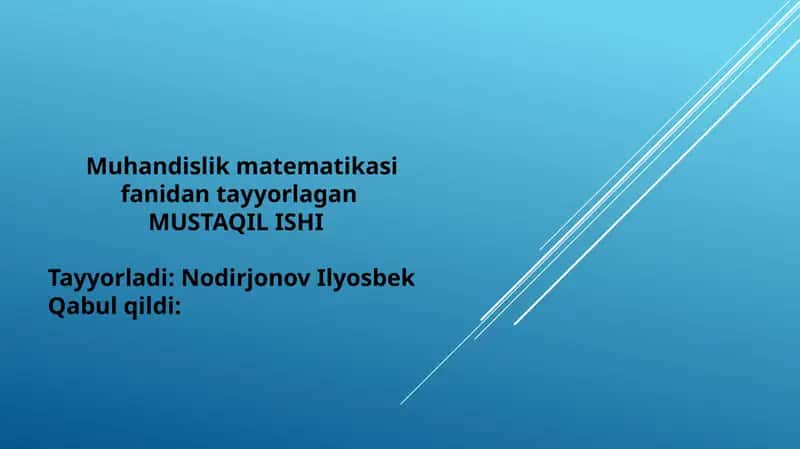 Muhandislik matematikasi fanidan