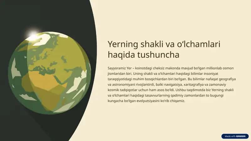 Yerning shakli va o‘lchamlari haqida tushuncha