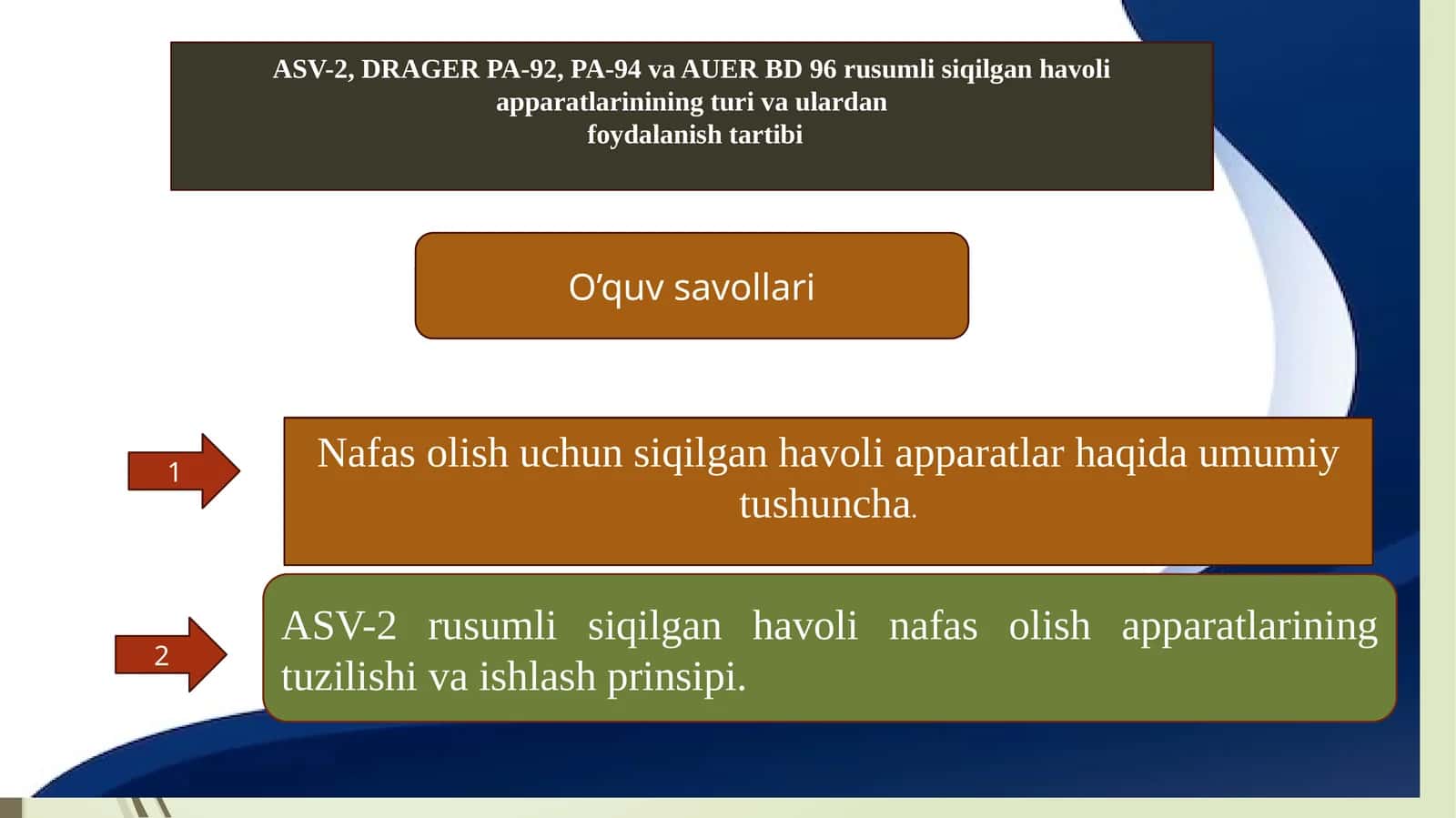 ASV-2,  rusumli siqilgan havoli apparatlarinining turi va ulardan foydalanish tartibi