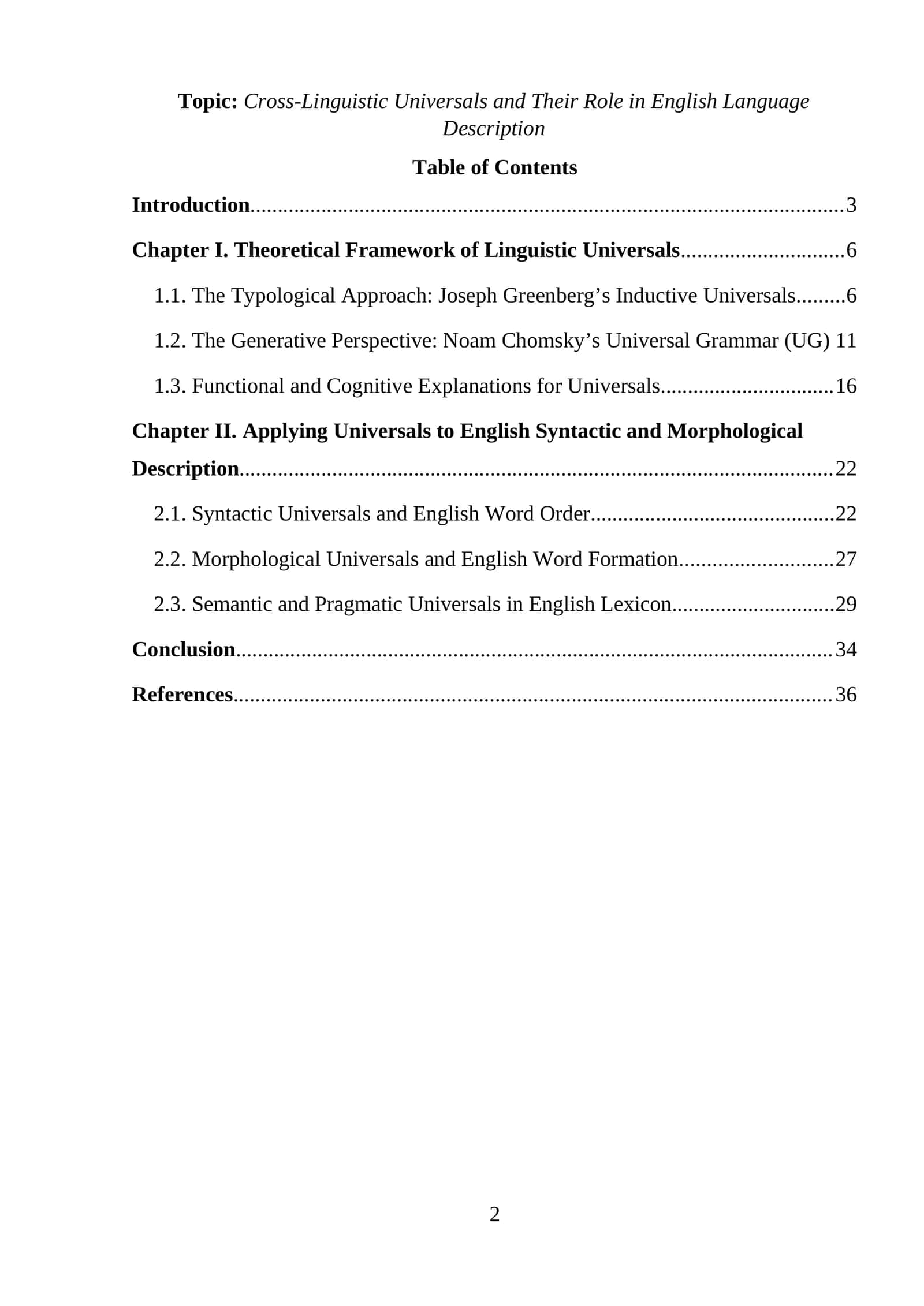 Cross-Linguistic Universals and Their Role in English Language Description
