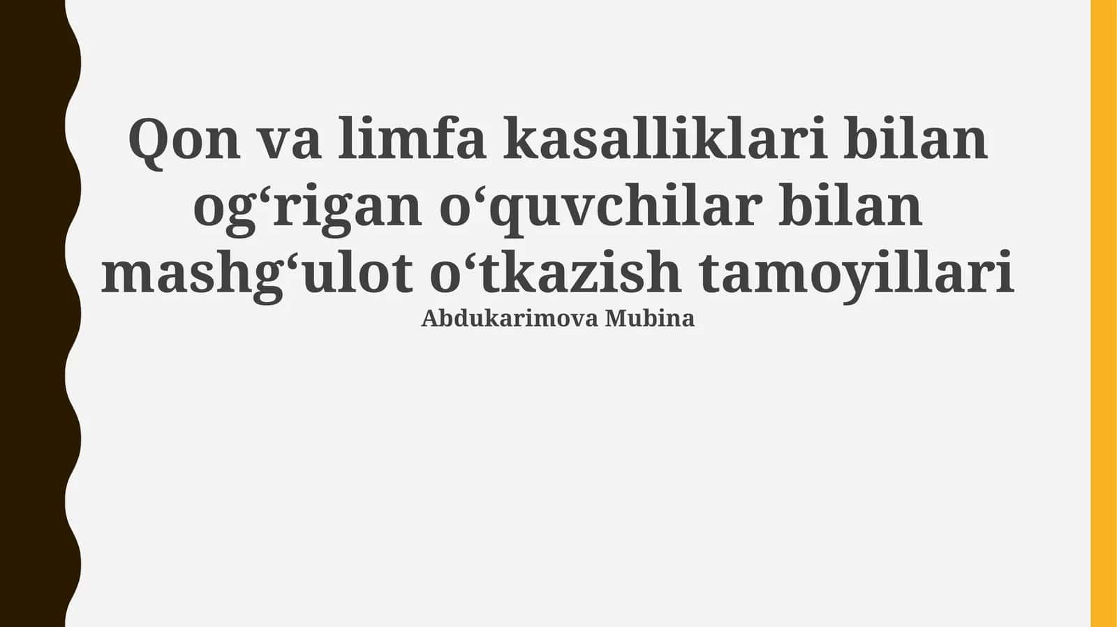 Qon va limfa kasalliklari bilan ogʻrigan oʻquvchilar bilan mashgʻulot oʻtkazish tamoyillari