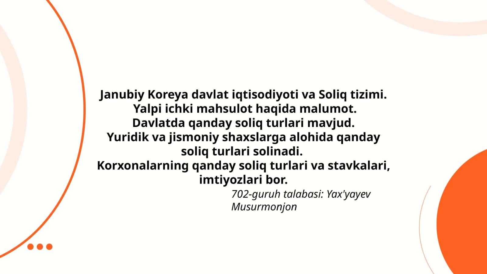 Janubiy Koreya davlat iqtisodiyoti va Soliq tizimi