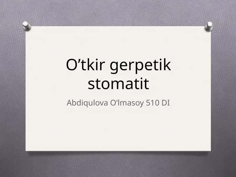 Og’iz bo’shlig’i shilliq qavati kasalliklari