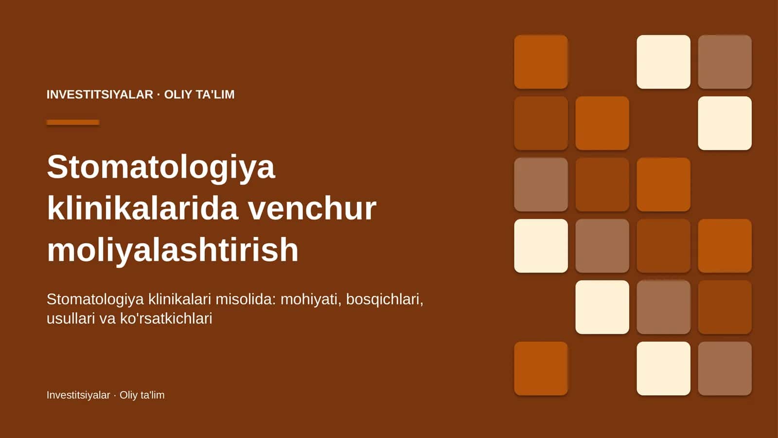 Stomatologiya klinikalarida venchur moliyalashtirish