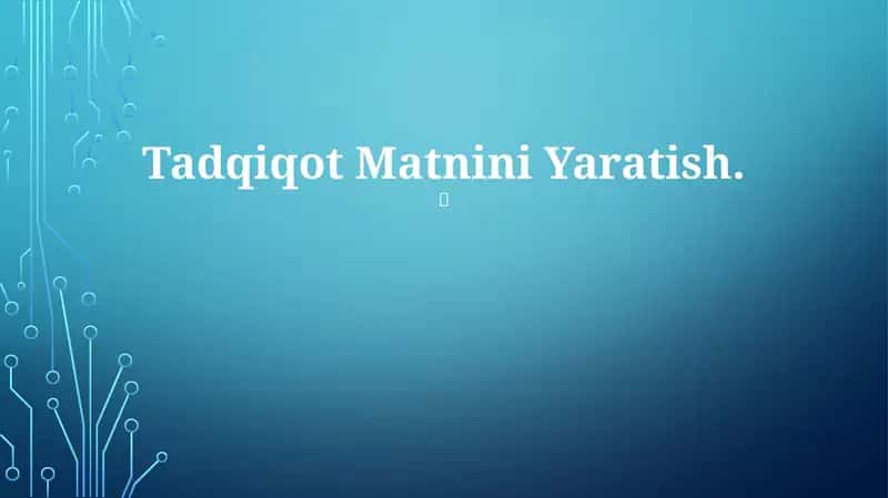 Tadqiqot Matnini Yaratish