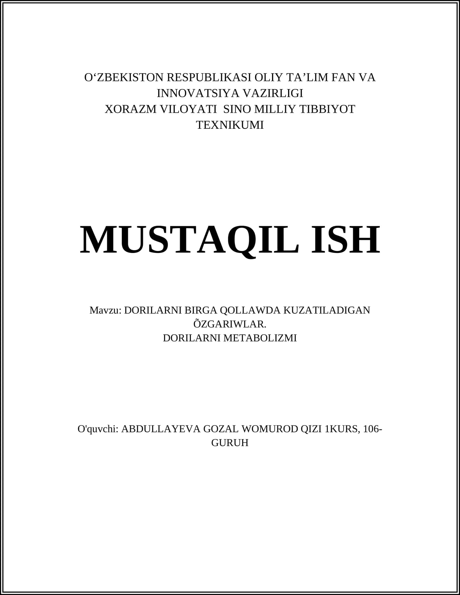 DORILARNI METABOLIZMI