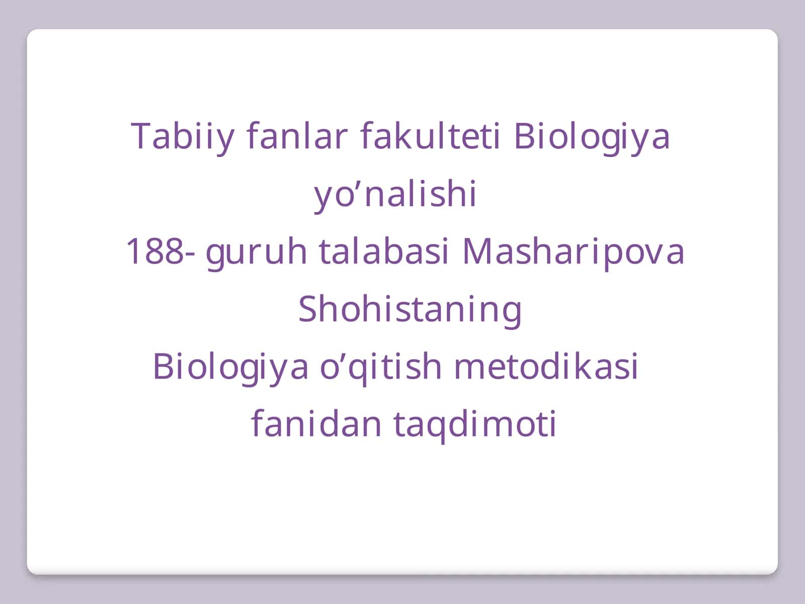 Biologiya yo’nalishi