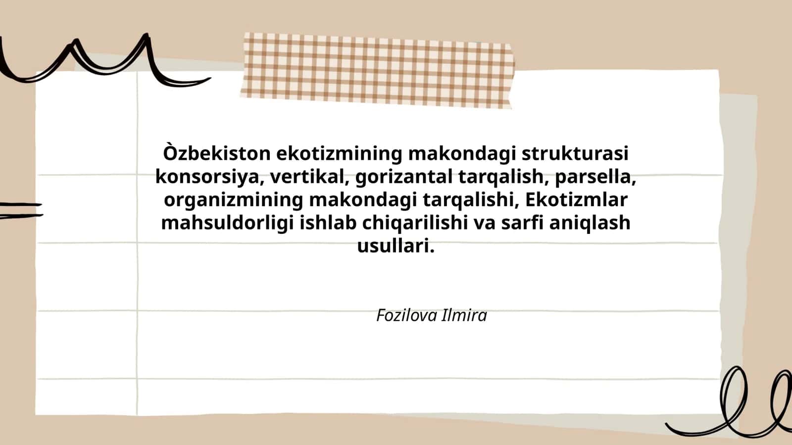 Òzbekiston ekotizmining makondagi strukturasi
