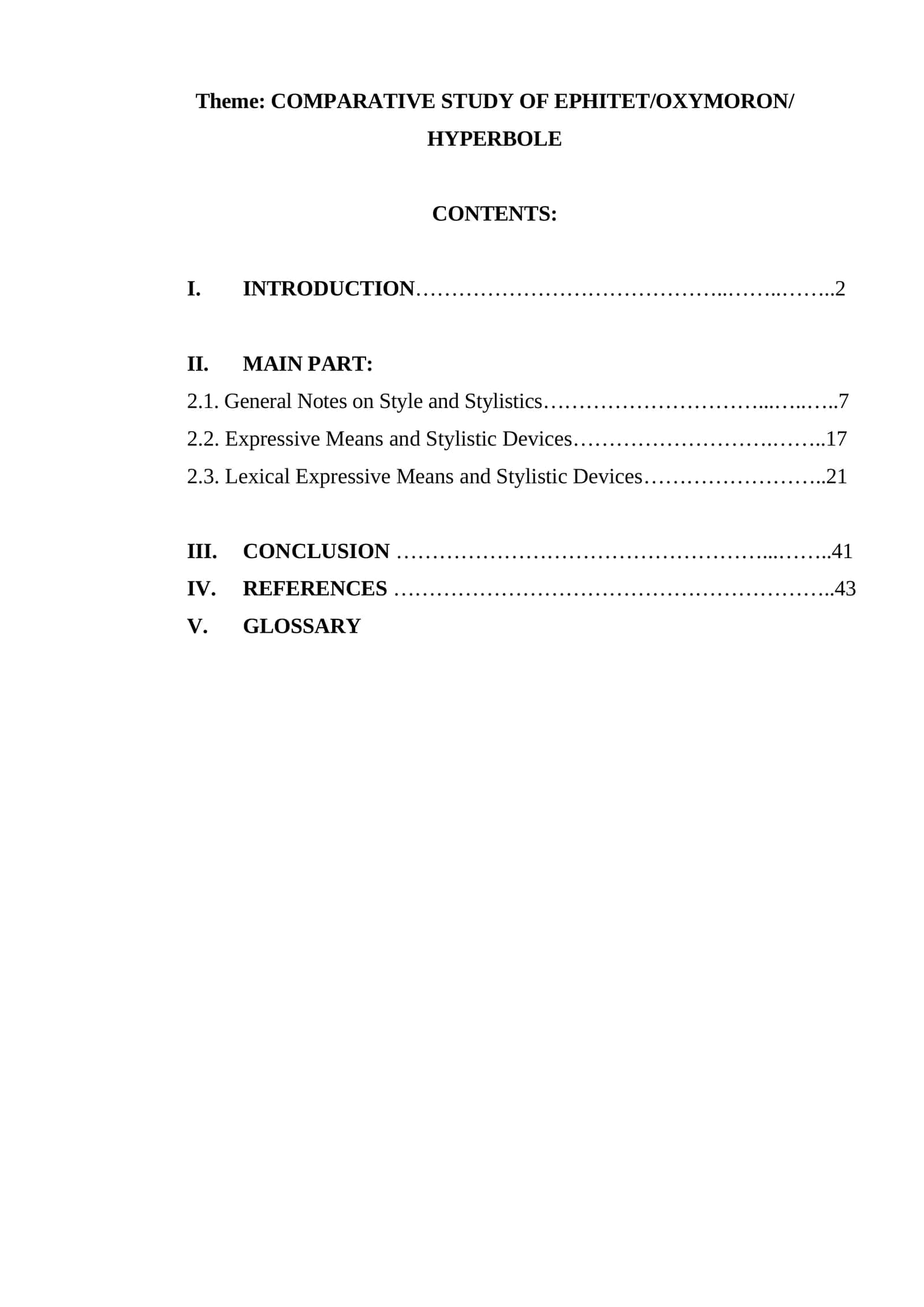 WORK ON LEXICAL STYLISTIC DEVICES