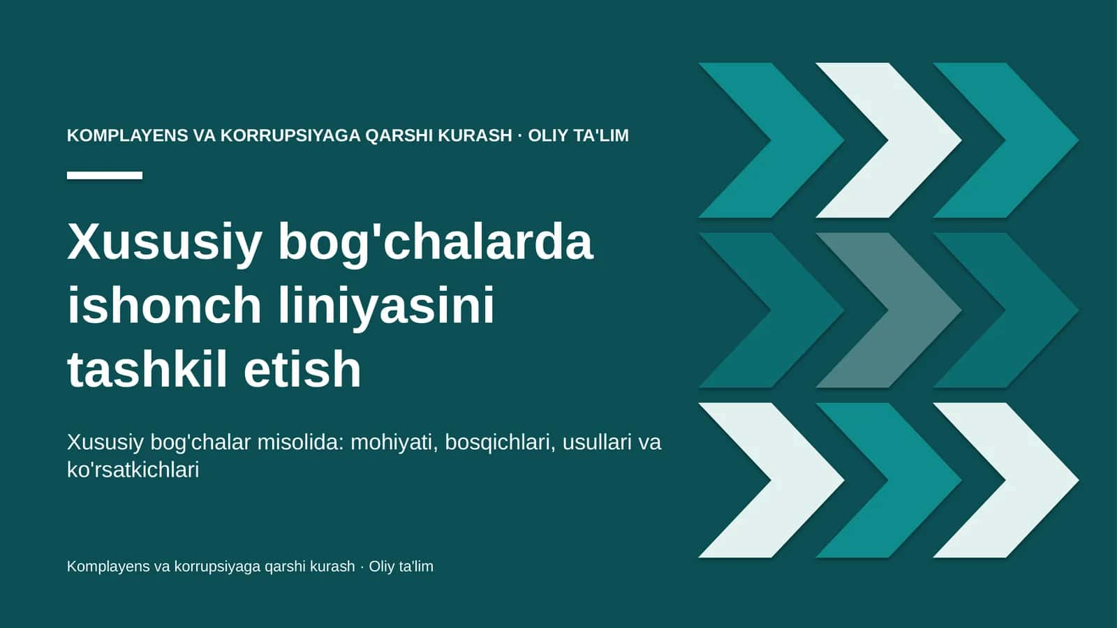Xususiy bog'chalarda ishonch liniyasini tashkil etish