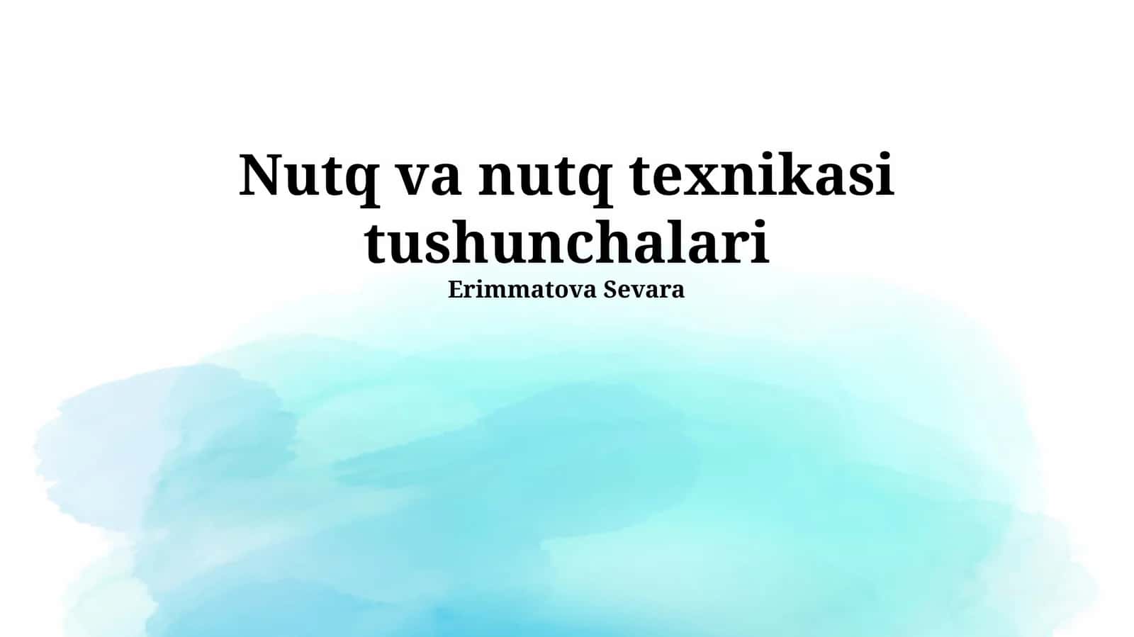 Nutq va nutq texnikasi tushunchalari