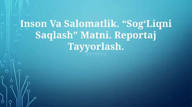 Sog'liqni Saqlash