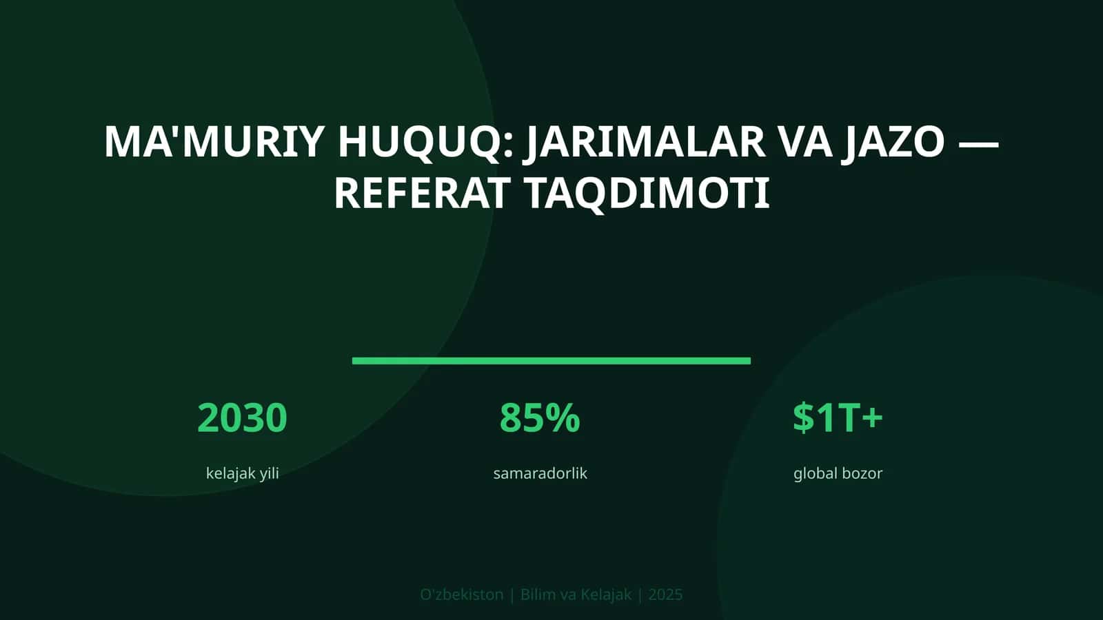 Ma'muriy huquq: jarimalar va jazo — referat taqdimoti
