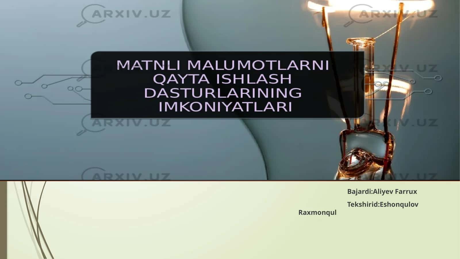 Matnli ma’lumotlarni qayta ishlash dasturlari tushunchasi