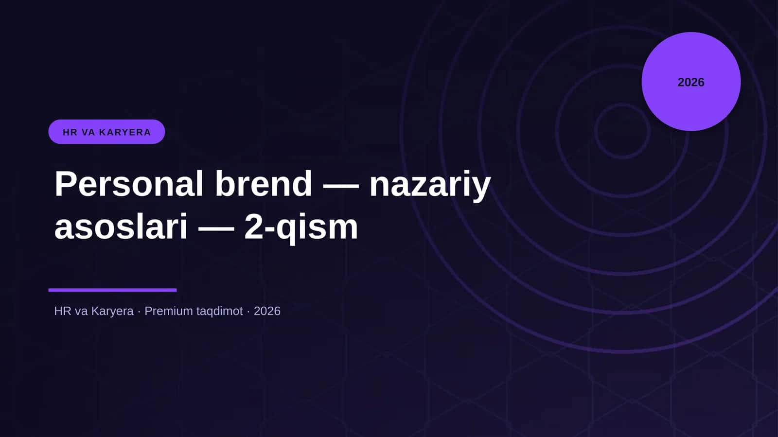 Personal brend — nazariy asoslari — 2-qism