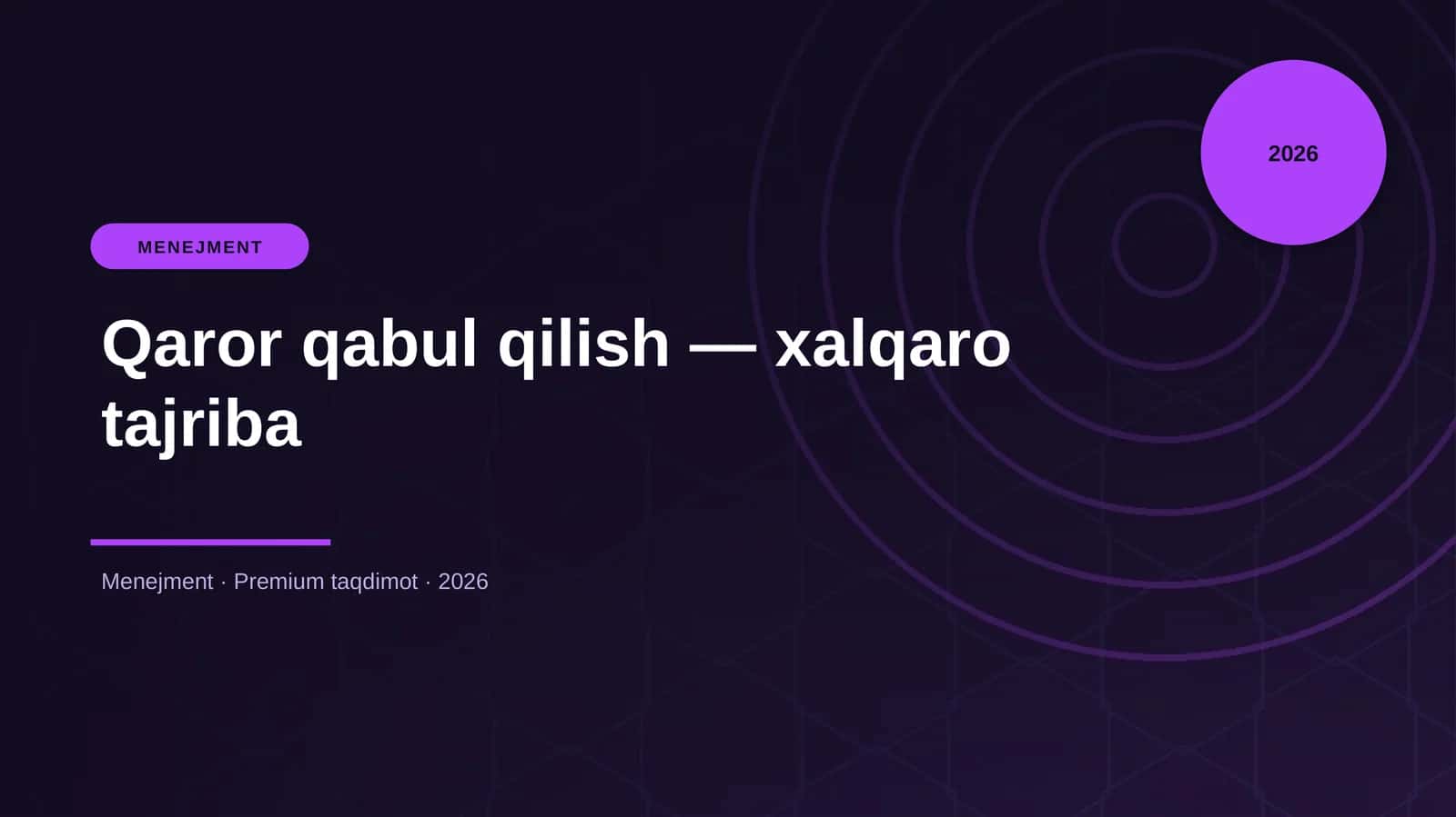 Qaror qabul qilish — xalqaro tajriba