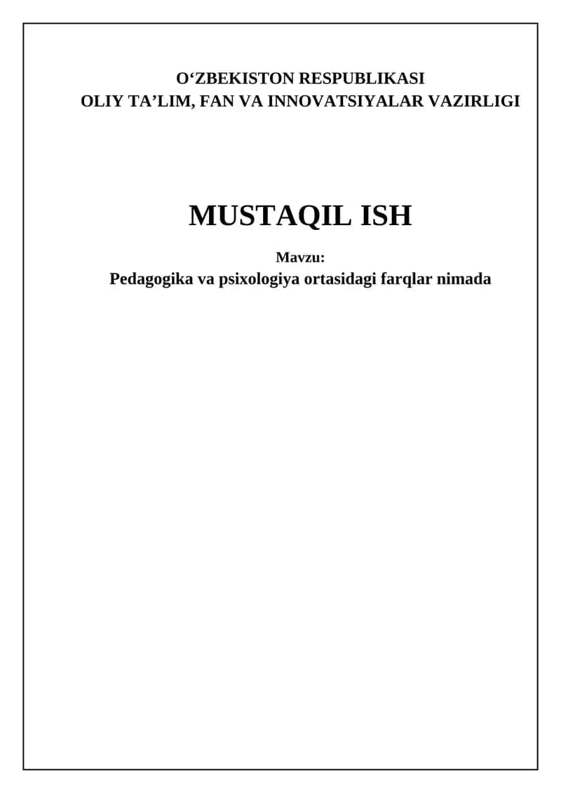 Pedagogika va Psixologiya: Farqlar va O'zaro Bog'liqlik