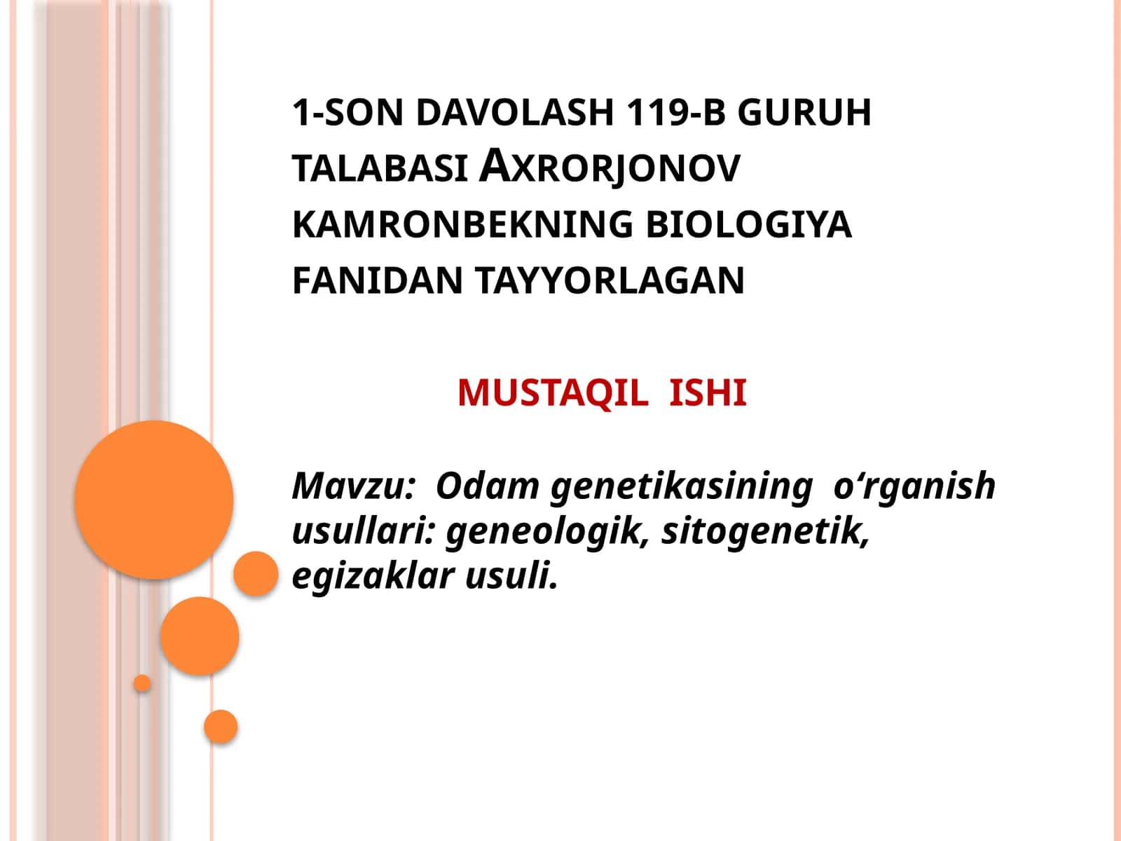 Odamgenetikasining o'rganish usullari