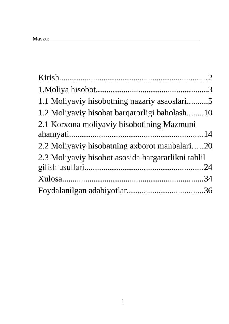 Moliyaviy Hisobot