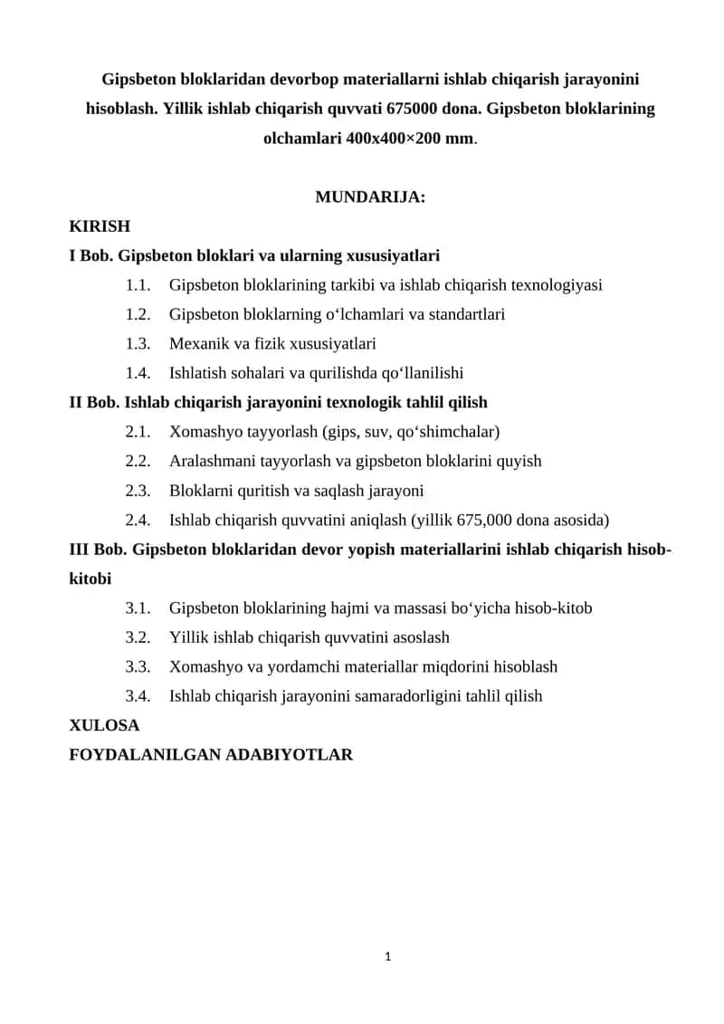 Gipsbeton bloklari va ularning xususiyatlari