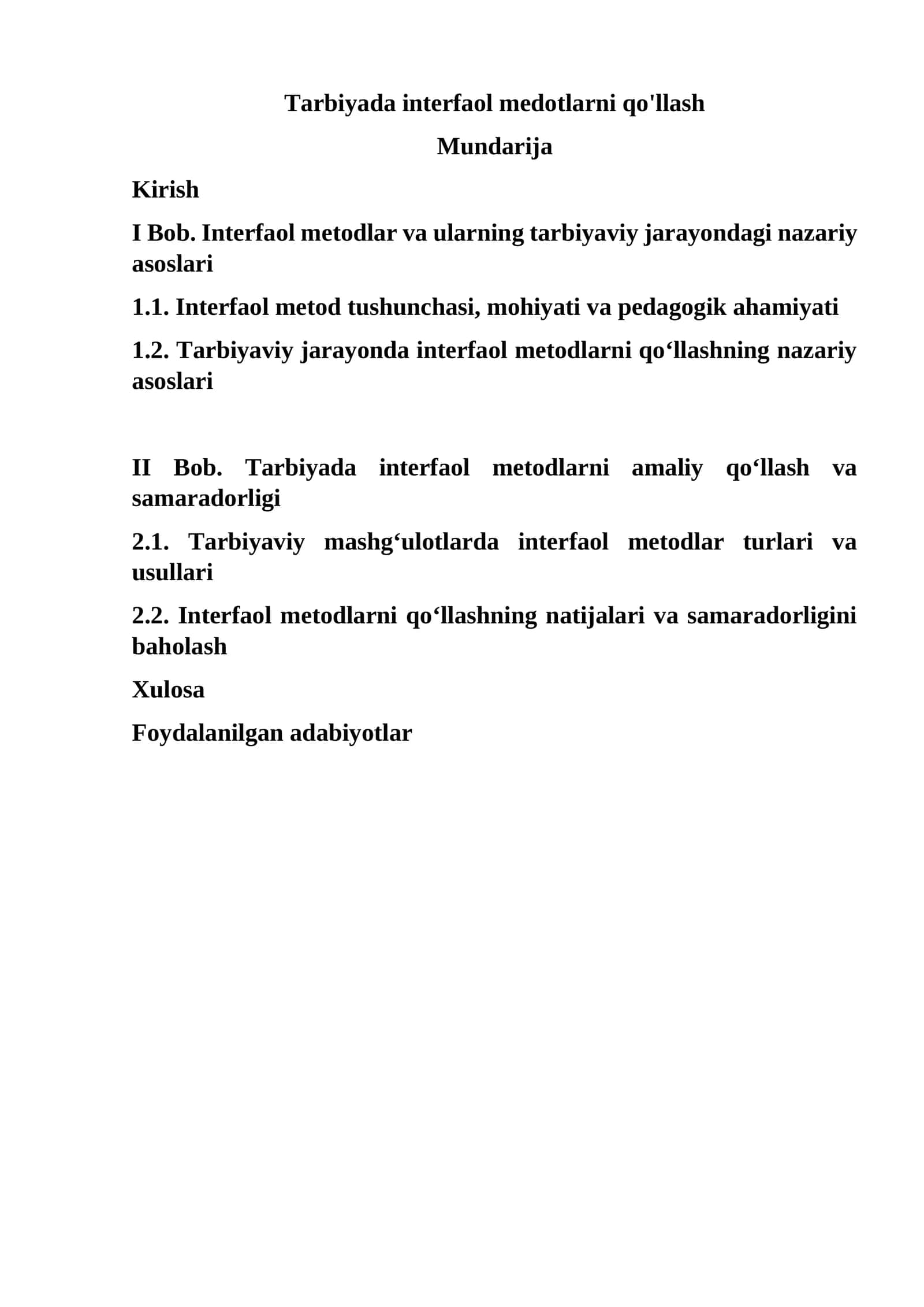 Tarbiyada interfaol medotlarni qo'llash