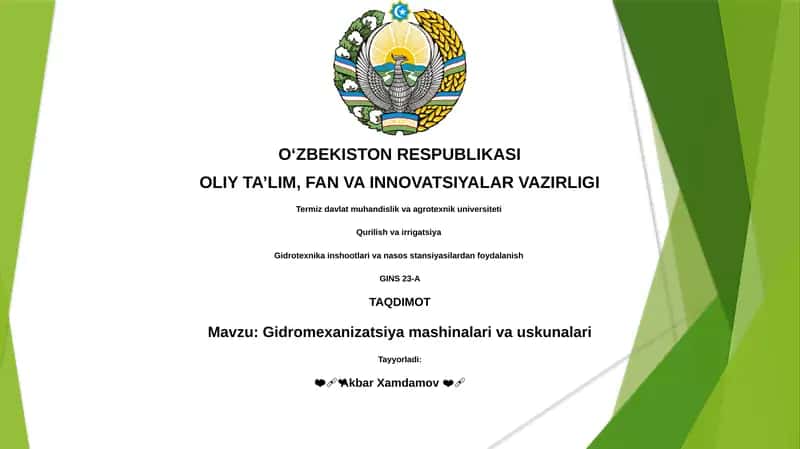 Gidromexanizatsiya mashinalari va uskunalari